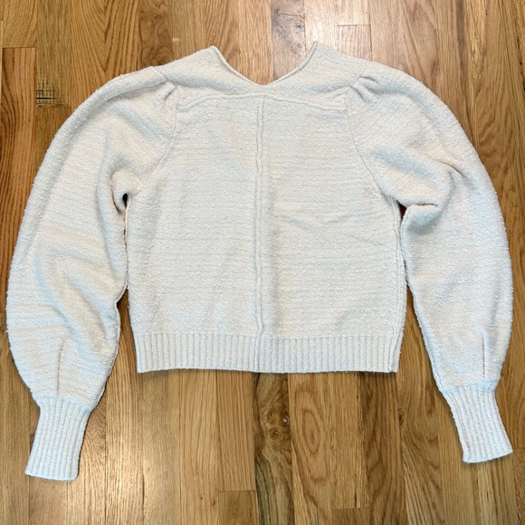 Free People Reverie Sweater Cream V-Neck Pullover Size S - Picture 6 of 9